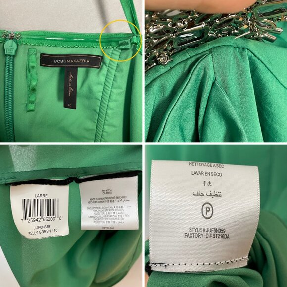 BCBGMaxAzria Strapless Dress Brooch Larre Kelly Green Sz 10 Cocktail Homecoming - Picture 9 of 16